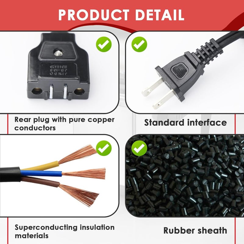 FixlyFido 028372 Deep Fryer Breakaway Power Cord for Waring DF175 DF250 DF280 TF200 Deep Fryer Cord Replacement - Deep Fryer Cord - Deep Fryer Parts & Accessories (Interface Size: 1.6 * 0.7 Inch) - Image 4